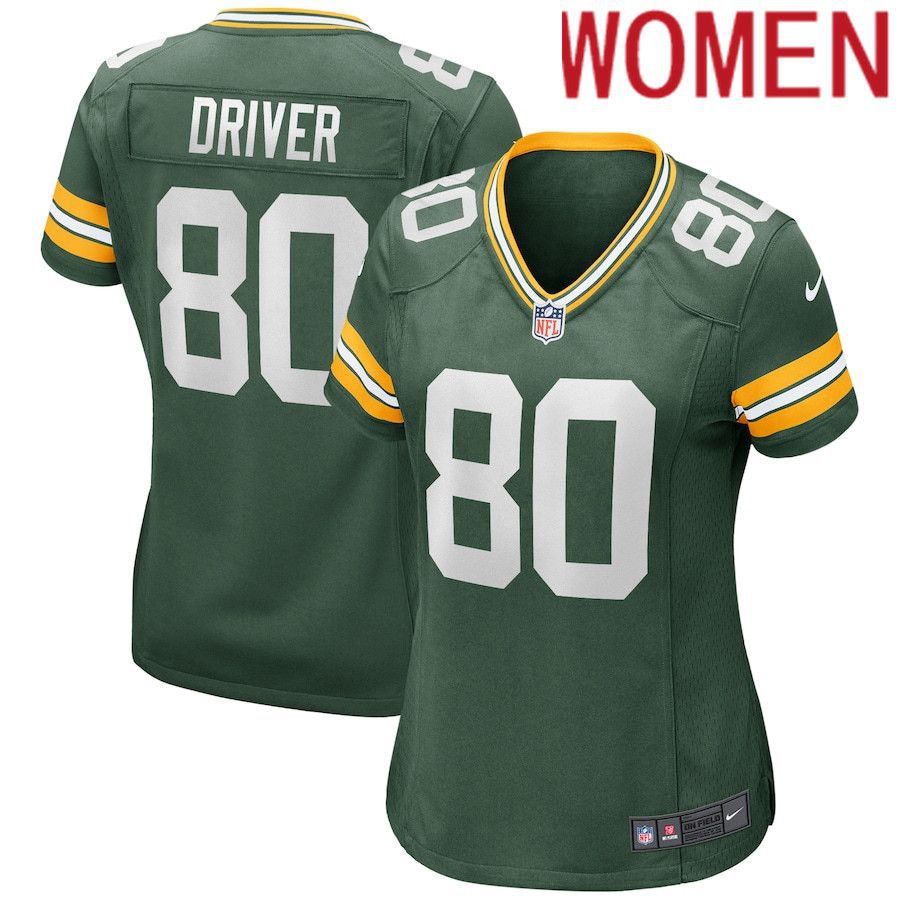 Women Green Bay Packers #80 Donald Driver Nike Green Game Retired Player NFL Jersey->women nfl jersey->Women Jersey